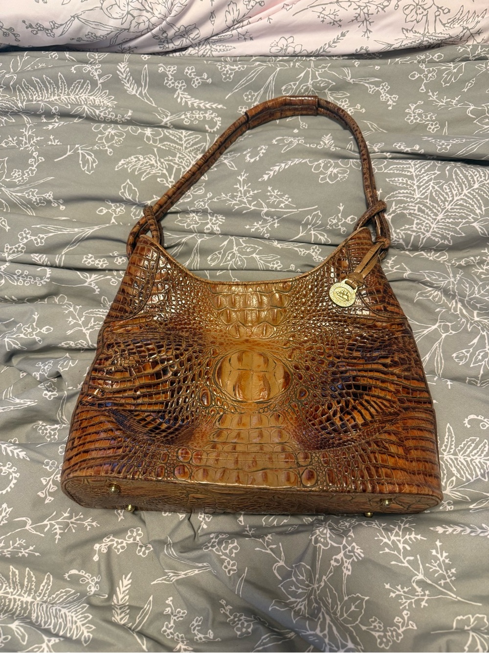 Brahmin Cognac Croc-Embossed Shoulder Bag